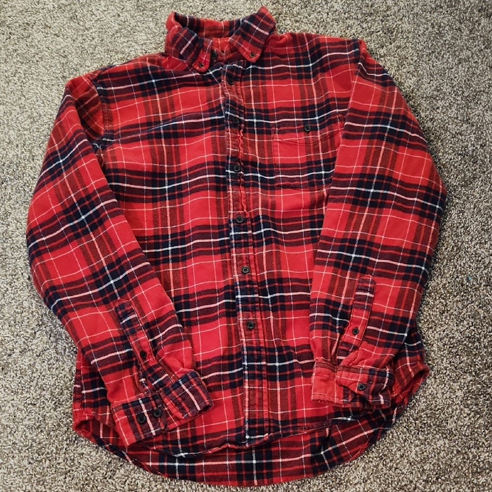 Red Plaid Button-Up Shirt